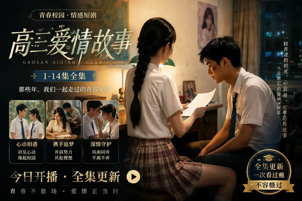 AI短剧《高三爱情故事》高清完整版在线观看-林澈苏晚晴校园恋曲-高三爱情故事中字无删减版-资源下载流畅播放